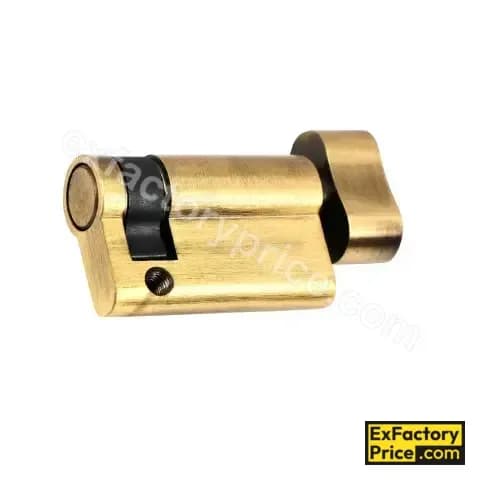 Ebco Window, Door & Glass Hardware WOOD SLIDING FOLDING FITTING Mortise Door Lock Half Cylinder Brass Zen - 70 (with Knob) MDLCBZ-70H-AQ 45 (70mm half cylinder) AQ