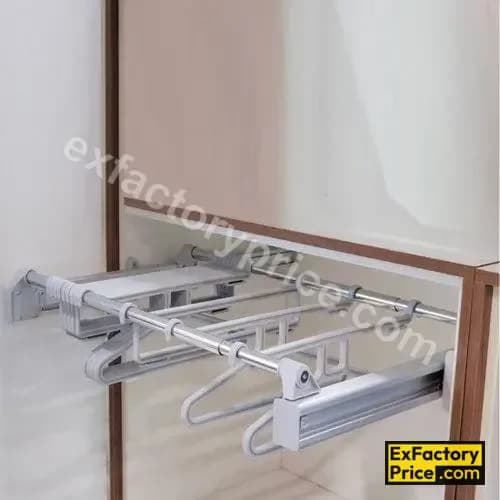 Ebco Bed & Wardrobe Fittings & Accessories Wardrobe Accessories > WARDROBE PULLOUTS Wardrobe Rack-Trouser / Saree (6+6 Hangers) P-WR2-TS Internal Cabinet Width 750-1150mm GR