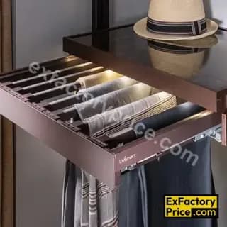 Ebco Bed & Wardrobe Fittings & Accessories Wardrobe Accessories > WARDROBE PULLOUTS Wardrobe Pullout -Trouser / Saree (Soft Close) (with 11 Hangers)