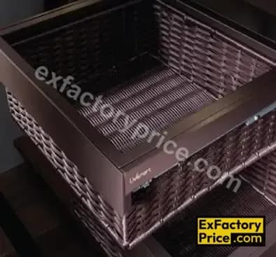 Ebco Bed & Wardrobe Fittings & Accessories Wardrobe Accessories > WARDROBE PULLOUTS Wardrobe Pullout Basket -Wicker -(Soft Close) WPBW-45-SC-BR 414x470x140 mm BR