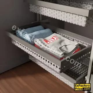 Ebco Bed & Wardrobe Fittings & Accessories Wardrobe Accessories > WARDROBE PULLOUTS Wardrobe Pullout 2 Basket -Wicker - (Soft Close)
