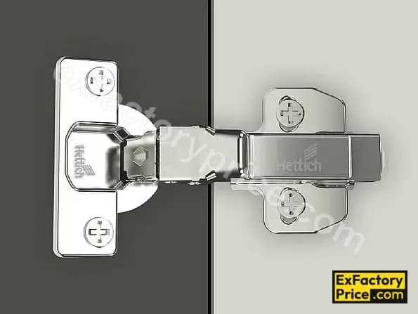 Hettich 4447 Onsys Clip On Hinge Regular Close (Non - Silent System) with 2 Hole Mounting Plate 0' Crank