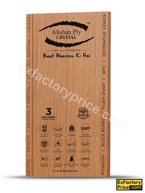 Alishan Ply Crystal - Fire Retardant (800% Lifetime Warranty) Block Board 19 mm